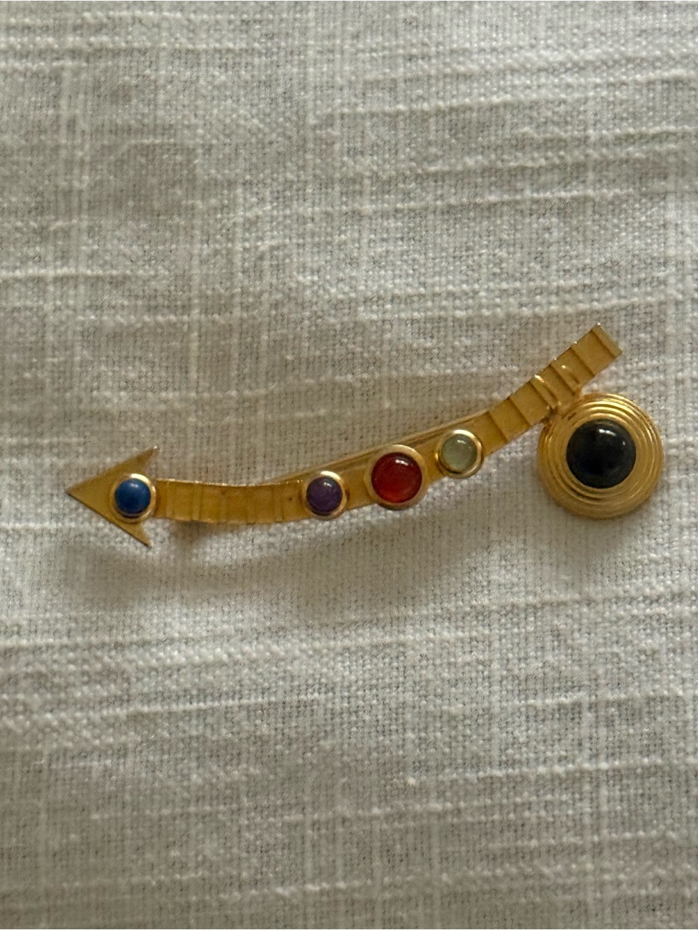 Signed G.N. Buonanno Mid Century Matte Gold and Semi Precious Brooch